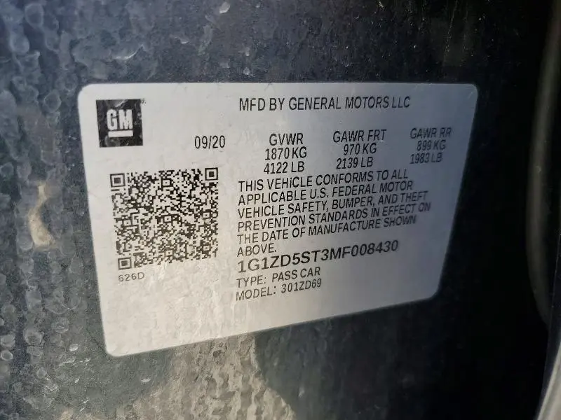 2021 CHEVROLET MALIBU LT  