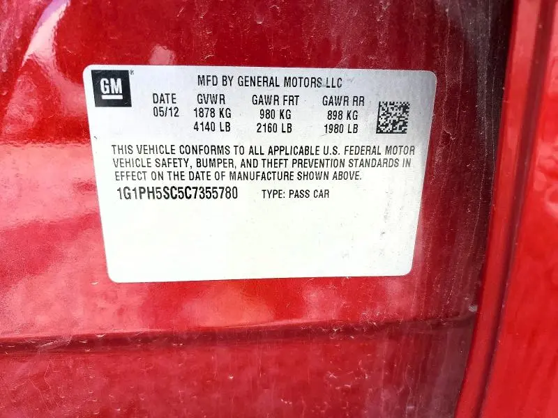 2012 CHEVROLET CRUZE LTZ  