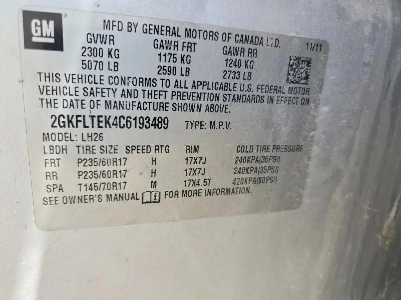 2012 GMC TERRAIN SLE  