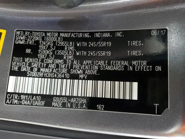 2017 TOYOTA HIGHLANDER LIMITED  