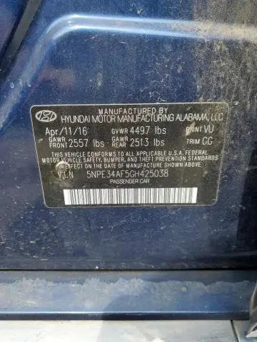 2016 HYUNDAI SONATA SPORT  