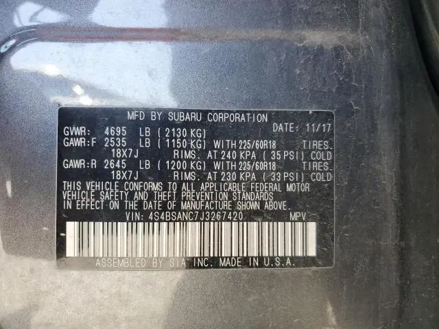 2018 SUBARU OUTBACK 2.5I LIMITED  