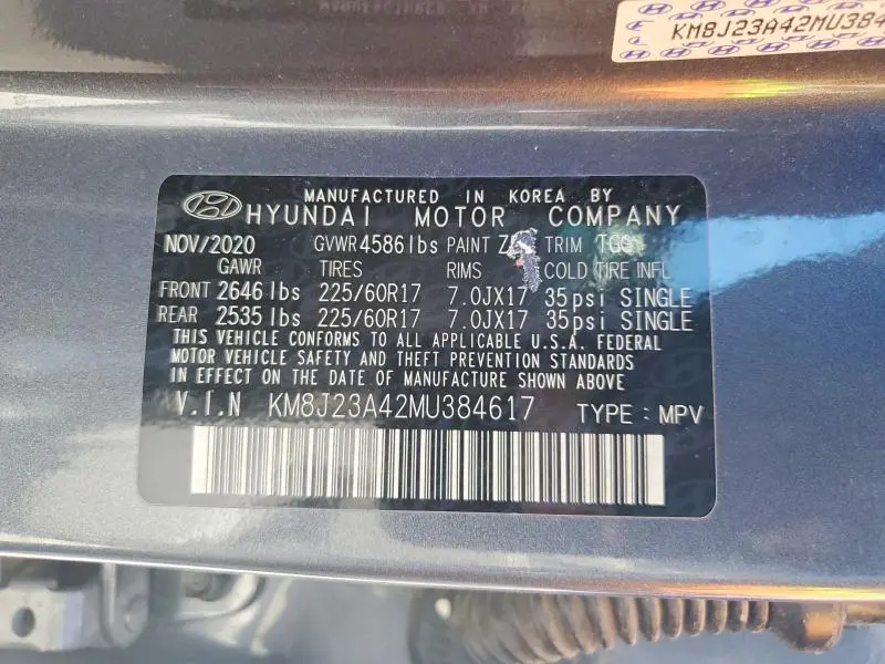 2021 HYUNDAI TUCSON SE  