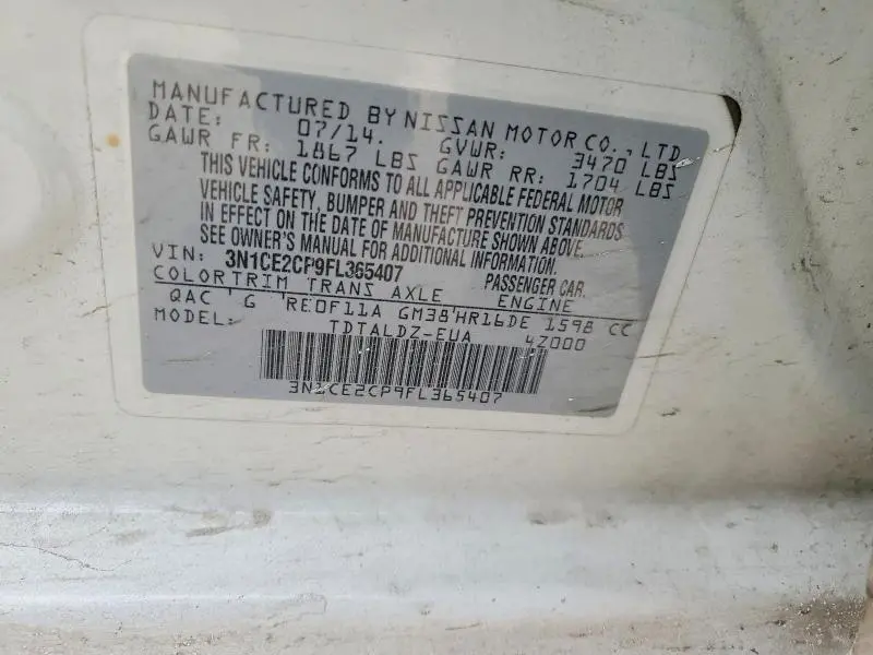 2015 NISSAN VERSA NOTE S  