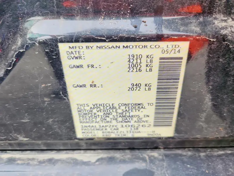 2015 NISSAN ALTIMA 2.5 S  