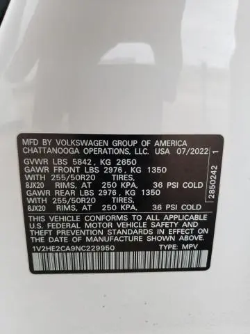 2022 VOLKSWAGEN ATLAS CROSS SPORT SE  