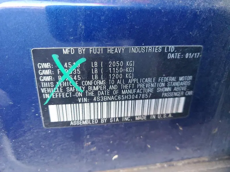 2017 SUBARU LEGACY 2.5I PREMIUM  