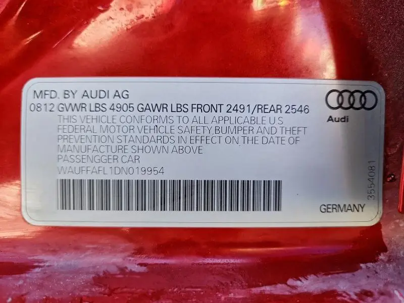 2013 AUDI A4 PREMIUM PLUS  