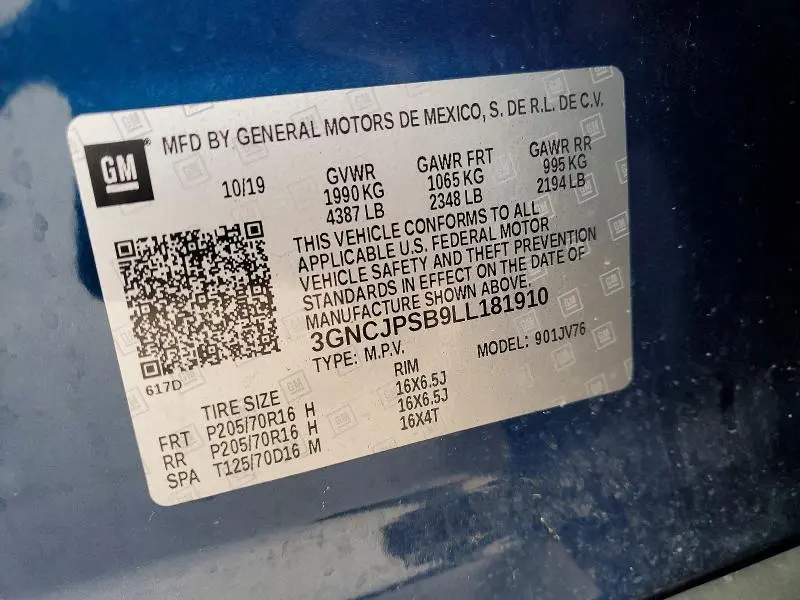 2020 CHEVROLET TRAX 1LT  