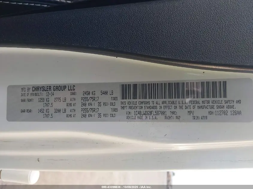 2015 JEEP WRANGLER UNLIMITED SPORT