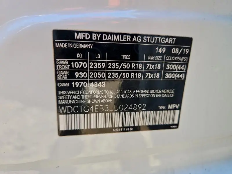 2020 MERCEDES-BENZ GLA 250  