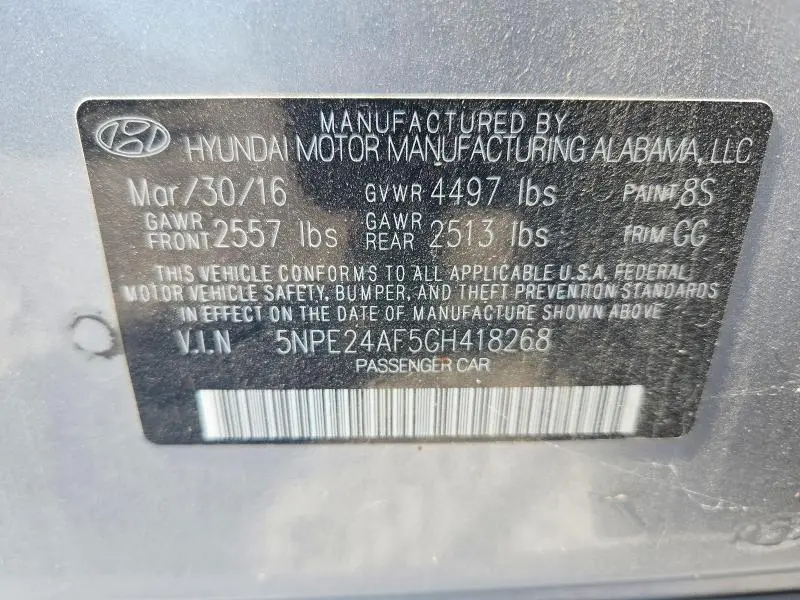 2016 HYUNDAI SONATA SE  