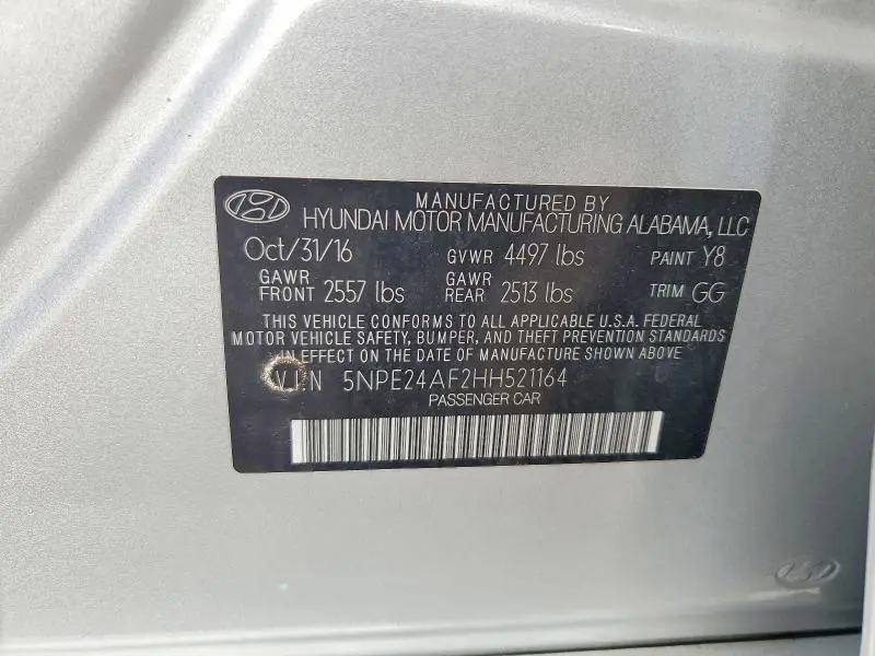 2017 HYUNDAI SONATA SE  