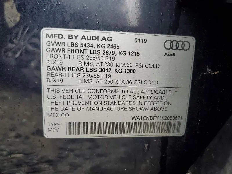 2019 AUDI Q5 PRESTIGE  