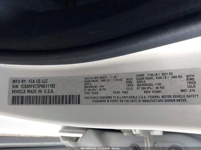 2023 RAM 1500 LIMITED LONGHORN  4X4 5'7 BOX