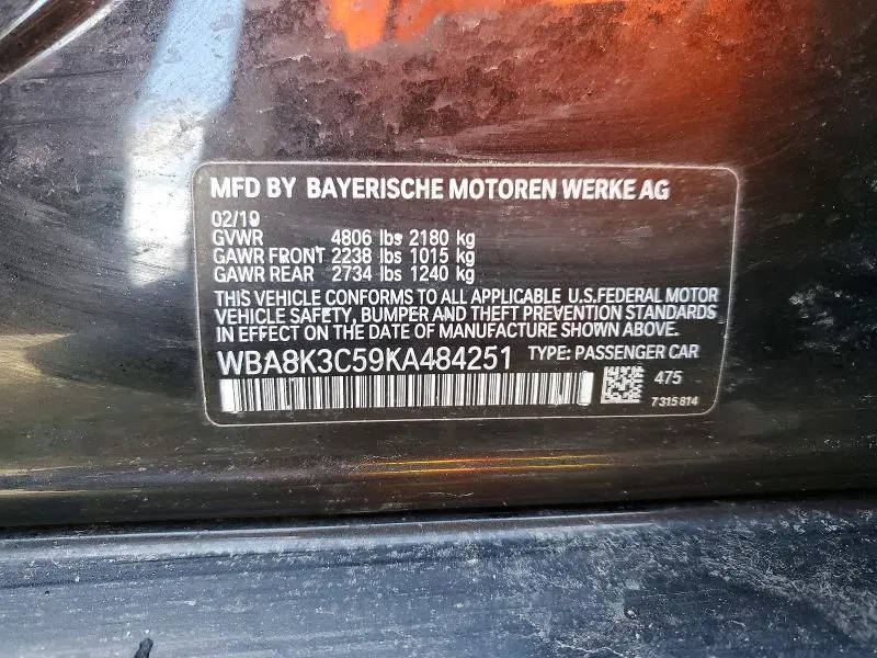 2019 BMW 330XI   
