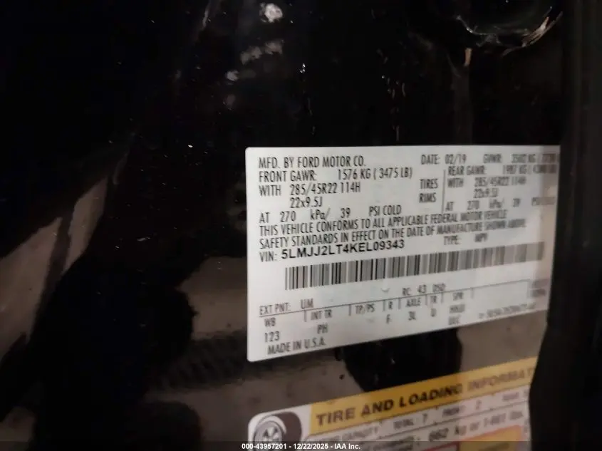 2019 LINCOLN NAVIGATOR RESERVE