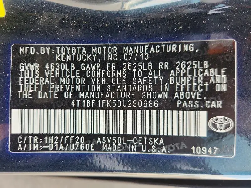 2013 TOYOTA CAMRY SE  