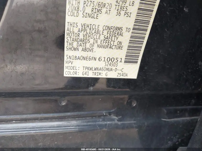 2015 NISSAN ARMADA PLATINUM