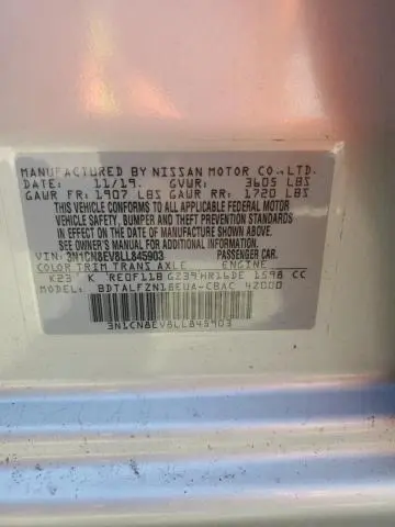 2020 NISSAN VERSA SV  