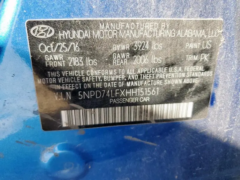 2017 HYUNDAI ELANTRA SE  