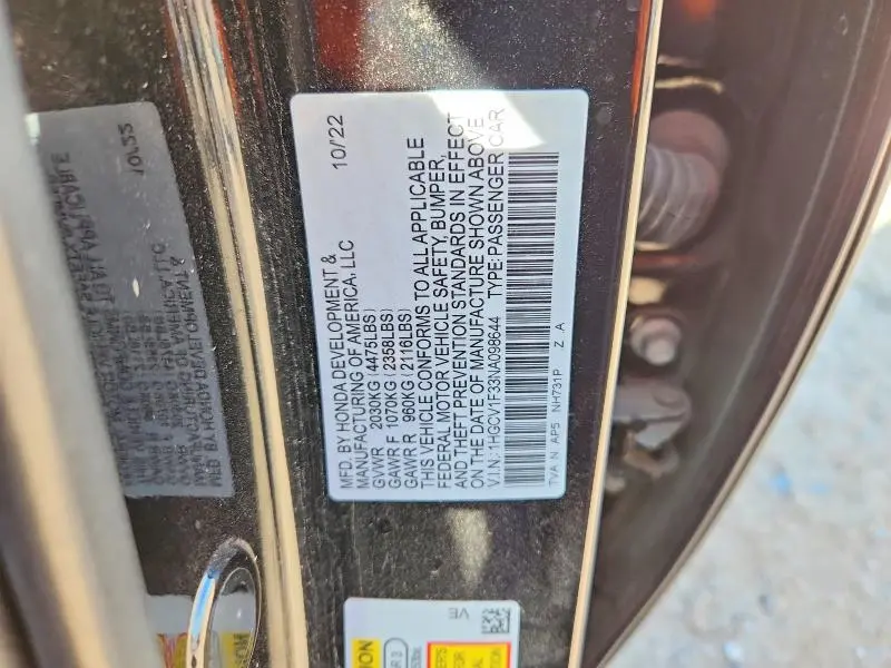 2022 HONDA ACCORD SPORT  