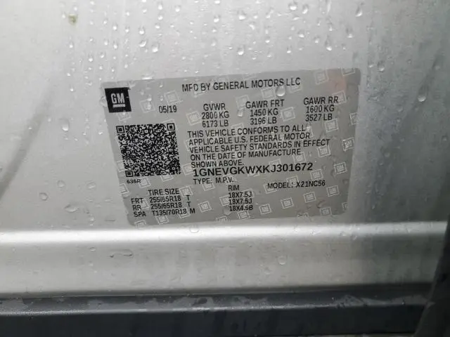 2019 CHEVROLET TRAVERSE LT  