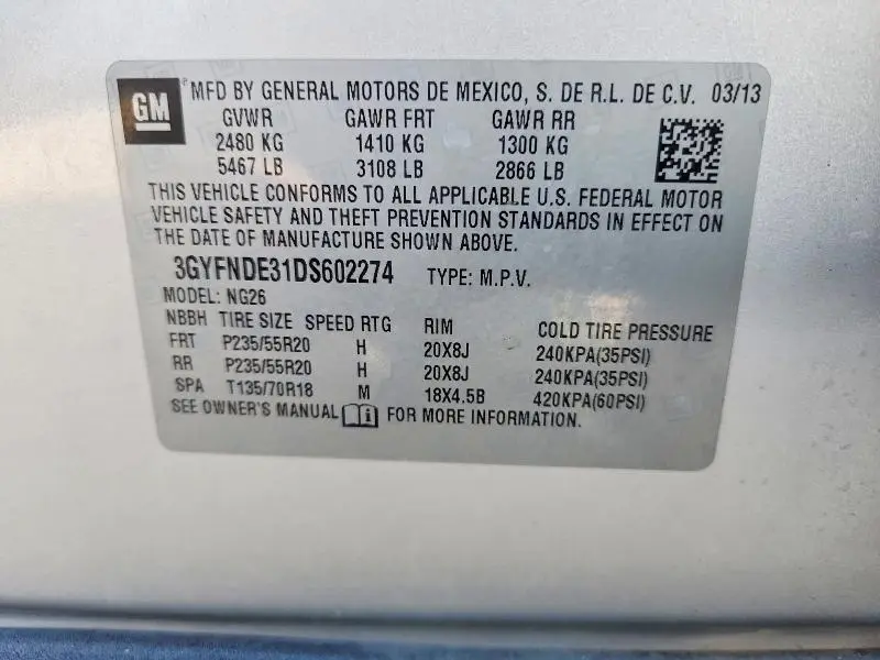 2013 CADILLAC SRX PERFORMANCE COLLECTION  
