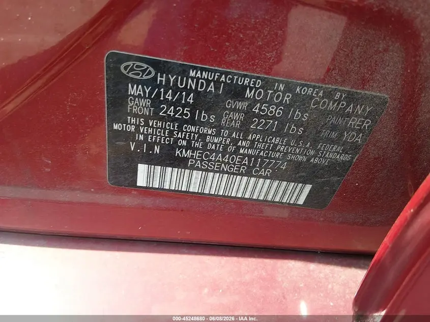 2014 HYUNDAI SONATA HYBRID  