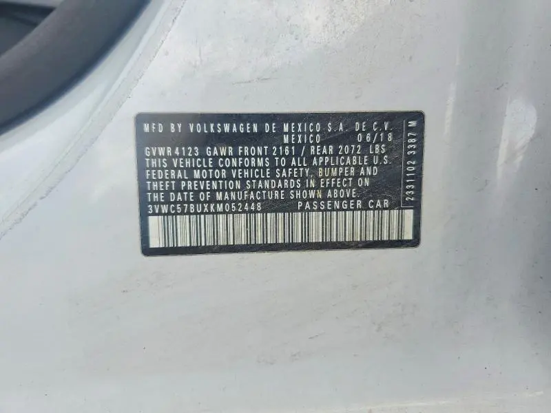 2019 VOLKSWAGEN JETTA S  