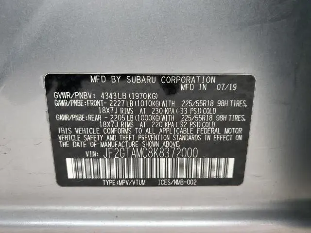 2019 SUBARU CROSSTREK LIMITED  