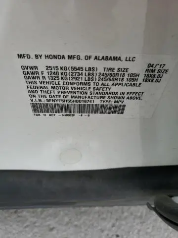 2017 HONDA PILOT EXL
