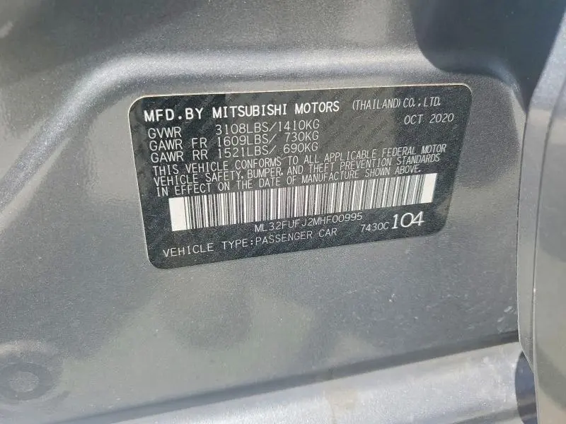 2021 MITSUBISHI MIRAGE   