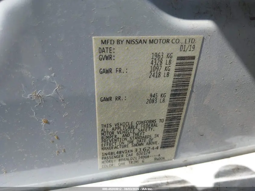 2019 NISSAN ALTIMA 2.5 S