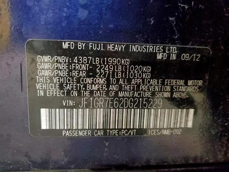 2013 SUBARU IMPREZA WRX  