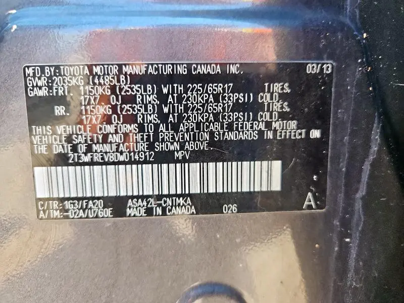 2013 TOYOTA RAV4 XLE  