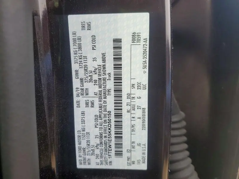 2019 FORD F150 SUPERCREW  