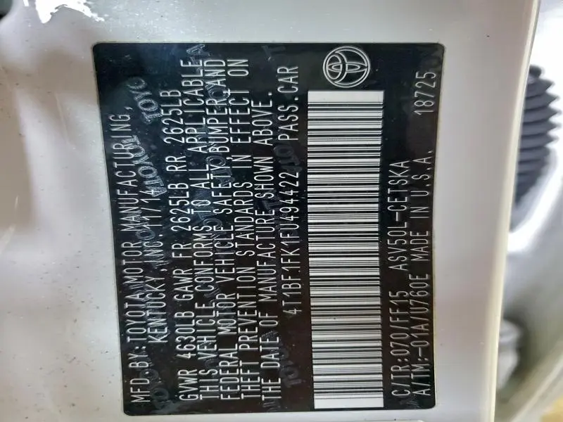 2015 TOYOTA CAMRY LE  