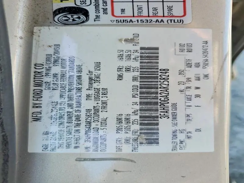 2010 FORD FUSION S  