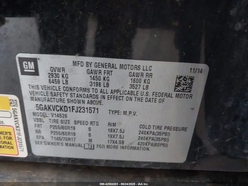 2015 BUICK ENCLAVE PREMIUM