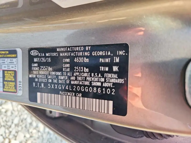 2016 KIA OPTIMA SXL  