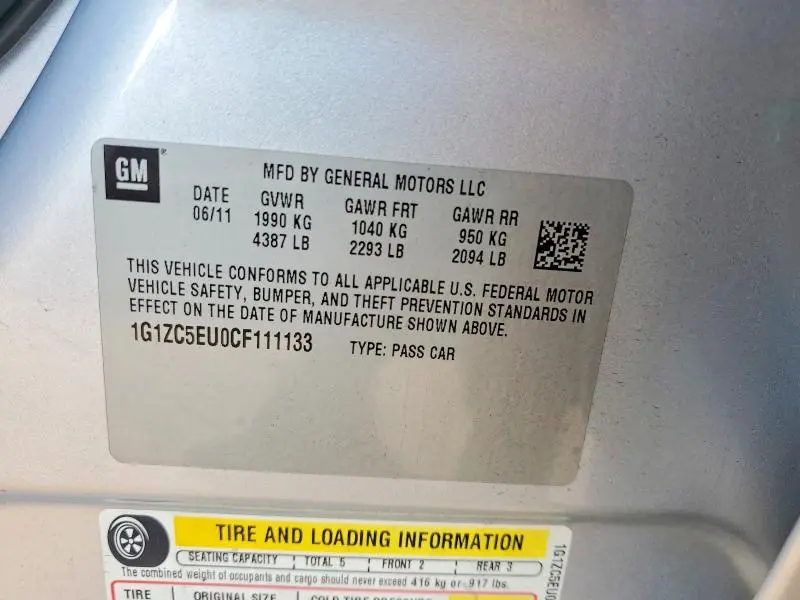 2012 CHEVROLET MALIBU 1LT  