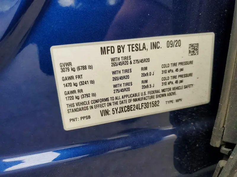2020 TESLA MODEL X   