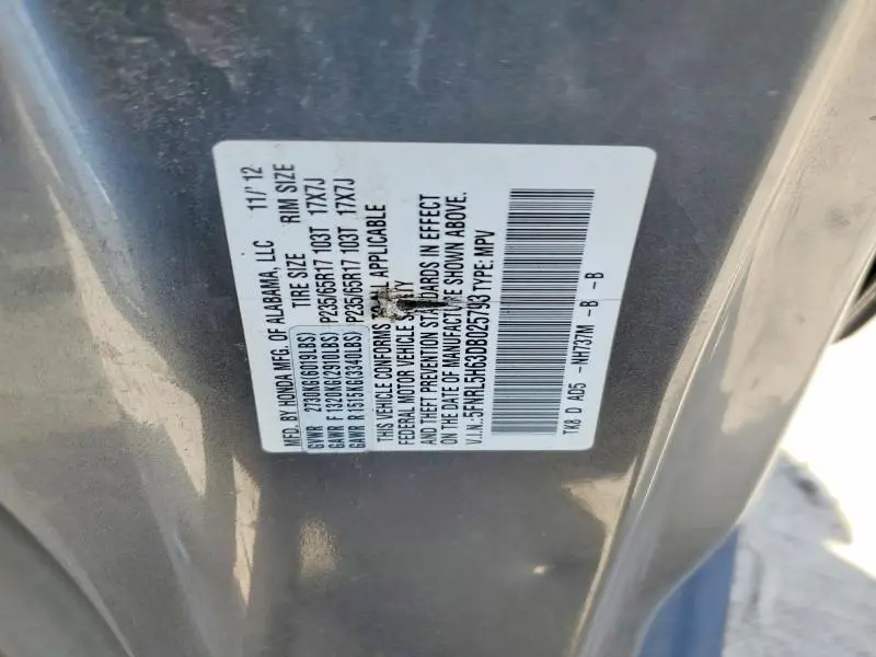 2013 HONDA ODYSSEY EXL  