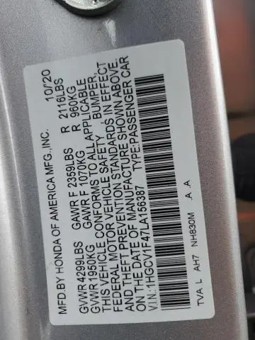2020 HONDA ACCORD EX