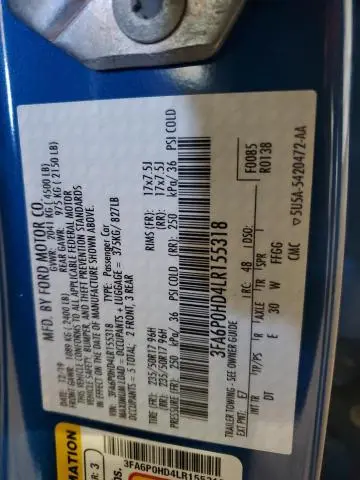 2020 FORD FUSION SE  