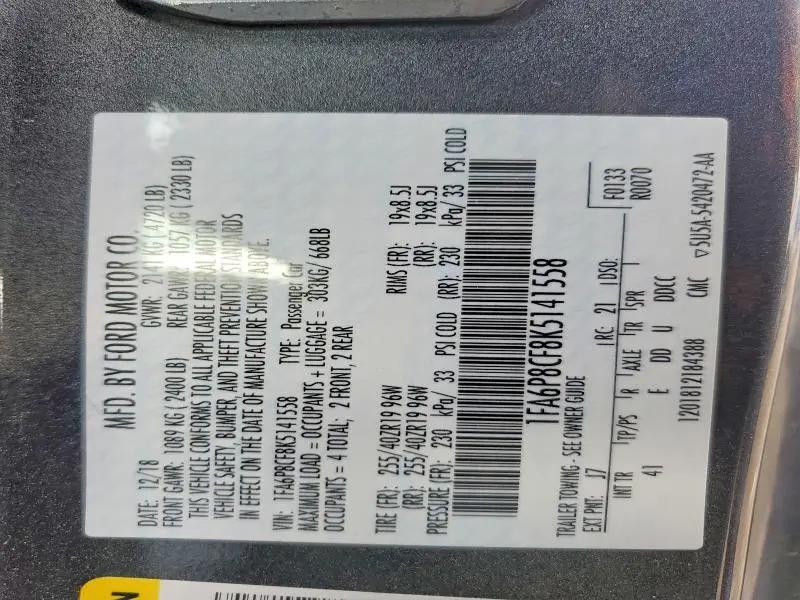 2019 FORD MUSTANG GT  