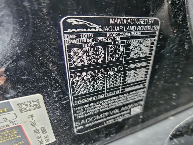 2020 JAGUAR F-PACE S  