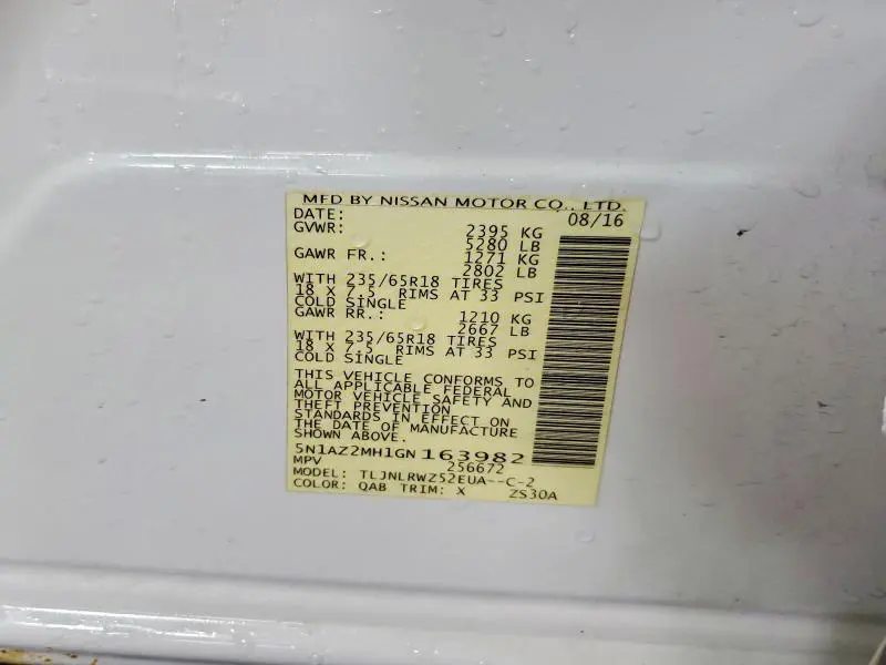2016 NISSAN MURANO SL  