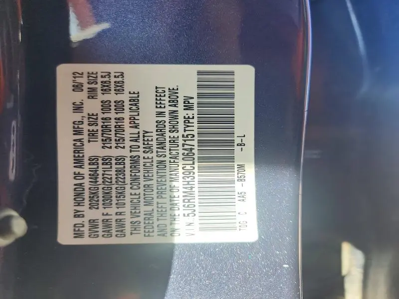 2012 HONDA CR-V LX  
